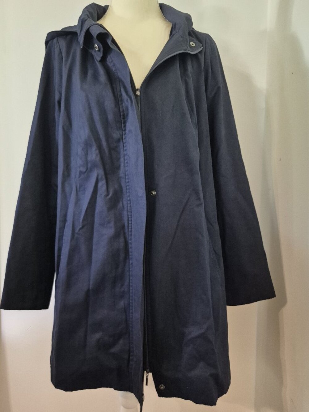 Pure Jill J.Jill M‎ Hooded Jacket Full Zip Snap Front Mid-Length Lined Utility